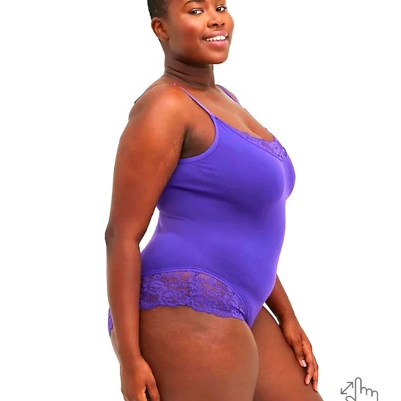 Torrid Scoop Neck Bodysuit Seamless Lace Flirt Purple Size Large - Picture 4 of 6